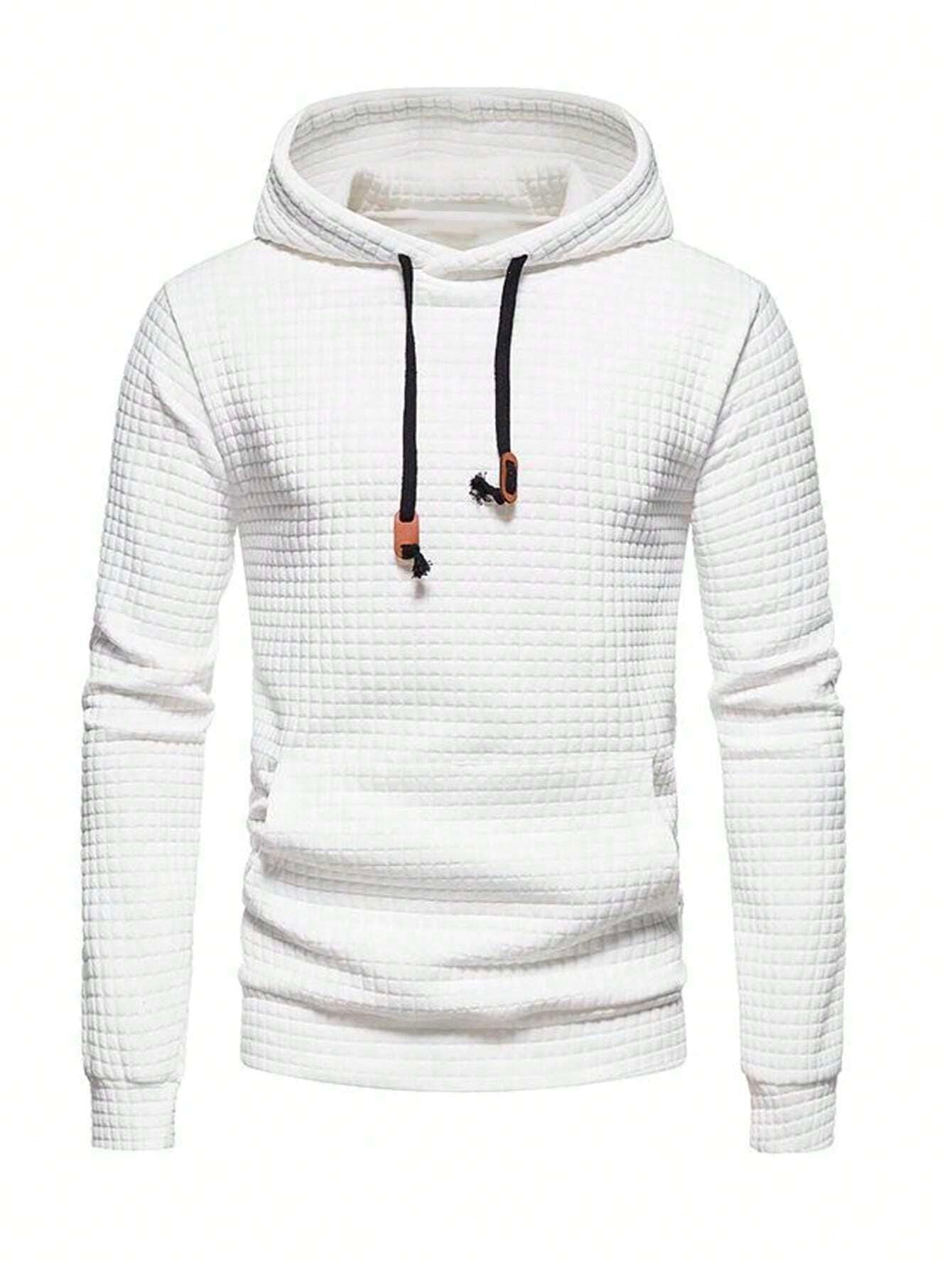 Manfinity Homme Men Letter Patched Kangaroo Pocket Long Sleeve Going Out Casual Drawstring Hoodie
