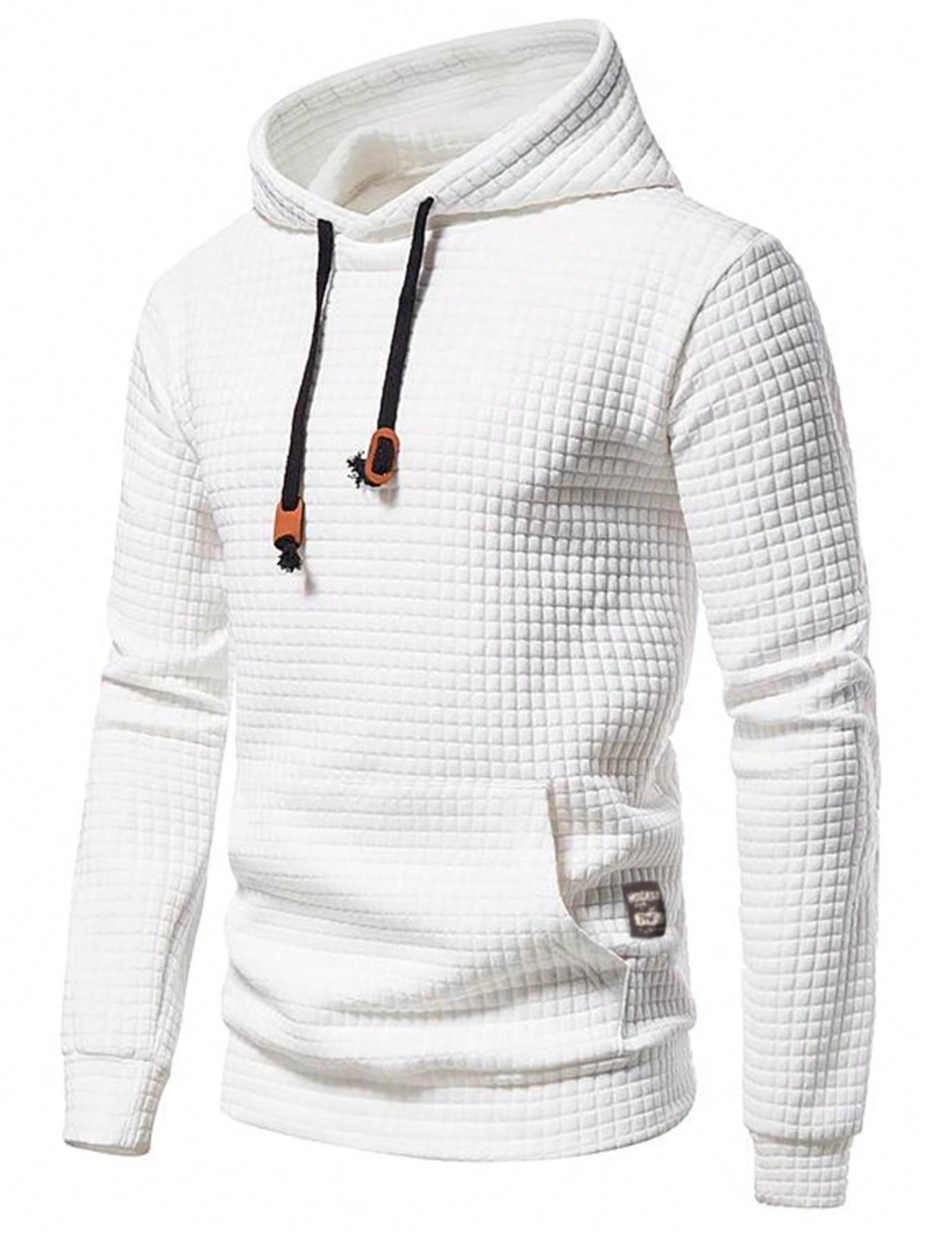 Manfinity Homme Men Letter Patched Kangaroo Pocket Long Sleeve Going Out Casual Drawstring Hoodie