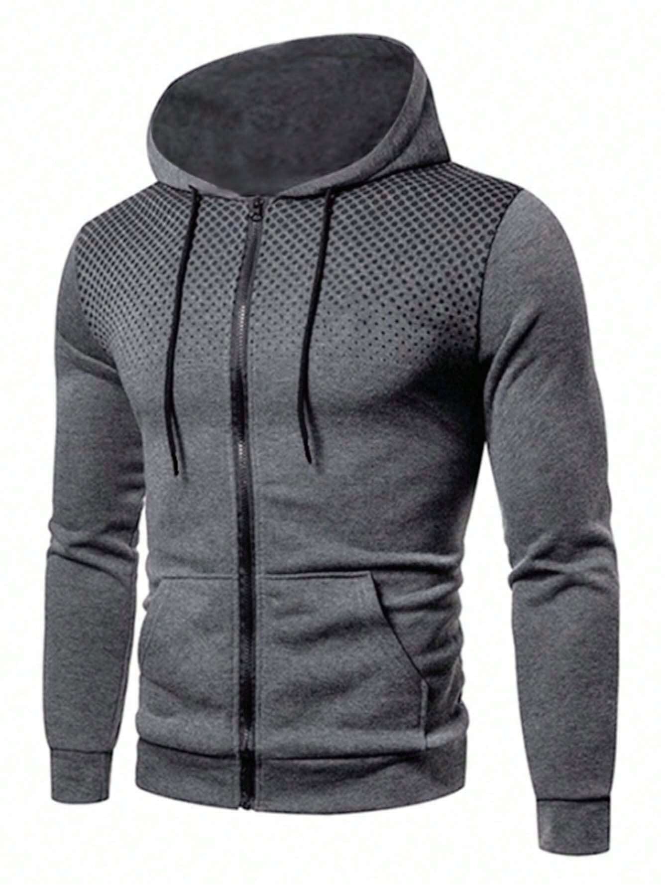 Men'S Hooded Sweatshirt with Dots and Zipper