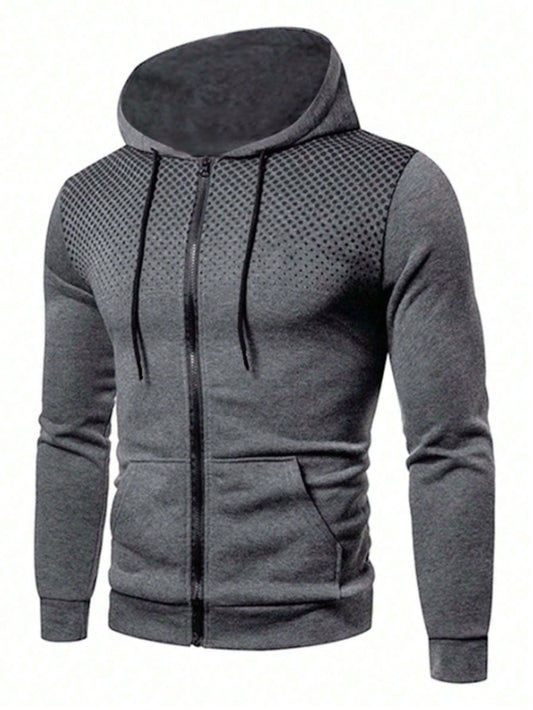 Men'S Hooded Sweatshirt with Dots and Zipper