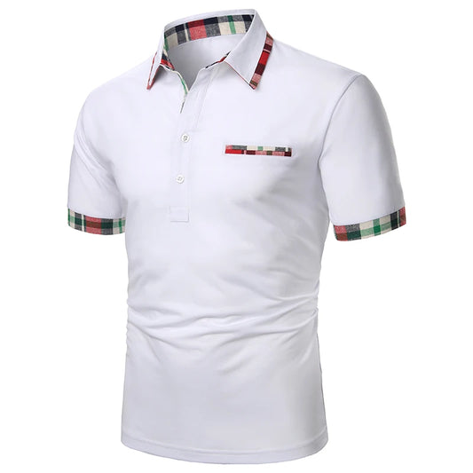 Men T-Shirt Men Short Sleeve T-Shirt Plaid Matching T-Shirt New Business Wear Clothing Casual Fashion Men Tops